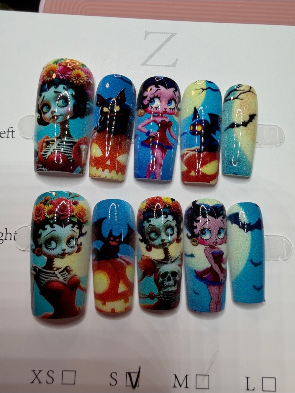 Betty Boop Teal Blue Halloween Press-On Nail Set